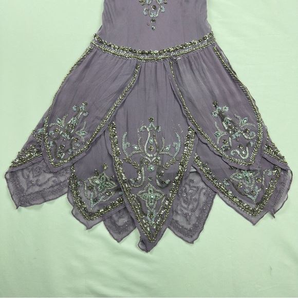 Sue Wong Nocturne Silk Beaded Purple Mini Dress - Picture 8 of 11
